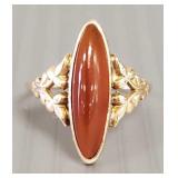 Antique 10K gold ring s/w carnelian- 2.3g; size 8