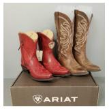 2 pair Ariat womens leather cowboy boots: 9 1/2'
