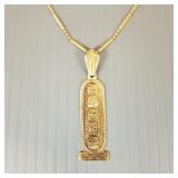 Tested 14K gold pendant on chain- 12.4g; 22' chain