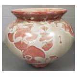 Signed crystalline glazed studio pottery vase- 6'H