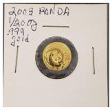 2003 1/20th ounce Panda gold coin