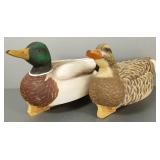 2 Autumn Wings Fatboy carved mallard wood decoys-