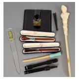 Gp desk top items: deco bakelite pen holder, 6