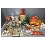 Group vintage, etc Christmas items incl glass