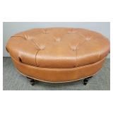 Lg faux ostrich upholstered footstool- 16'H 34'W