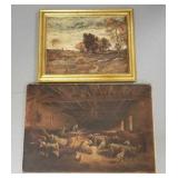 2 antique oil paintings on canvas: framed