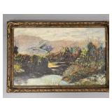 Johans signed oil painting on canvas- river scene-