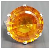 10K white gold ring s/w fancy cut orange stone-