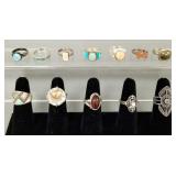 12 asst. sterling silver rings s/w stones, etc.-