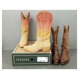 2 pair Tecovas women's cowboy boots: Annie Ombre