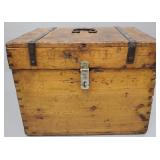 Antique pine dovetailed box with iron hardware &
