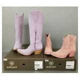 2 pair Ariat womens suede boots in boxes: