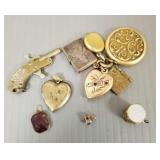 Gp antique/ vintage lockets, charms, gold filled,