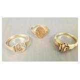 1- 14K gold & 2- 10K gold rings- 5.3g total (as