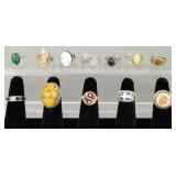 12 asst. sterling silver rings s/w stones, etc.-