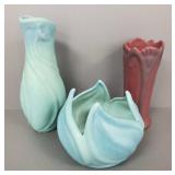 3 Van Briggle pottery vases- 9 1/2' tallest