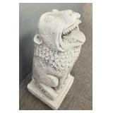 31 1/2'H cast stone guardian lion (1 tooth broke)