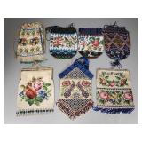 7 antique/ vintage beaded bags- floral, peacock,