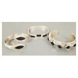3 sterling silver & onyx bracelets: signed M