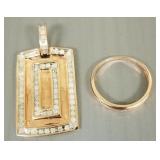 2 pcs 10K rose gold & diamond jewelry- 7.3g