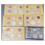 6 U.S. silver coin mint sets: 1- 1961, 2- 1962 &