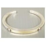 Sterling silver & 14K gold Modernist cuff bracelet