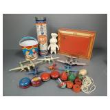Group vintage toys incl Duncan Yo-Yos, Tinker Toys