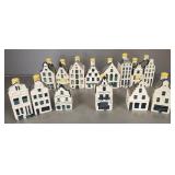 14 KLM/ Bols Blue Delft miniature house bottles
