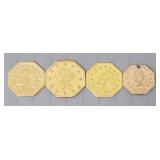 4 marked California gold coins- 1g total-