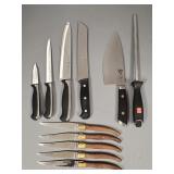 10 assorted kitchen knives incl 12'L OD Shun Kaji,