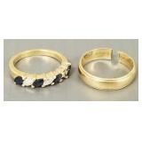 2- 14K gold rings (as is- 1 cut, 1 missing stone)