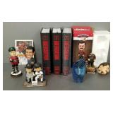 Gp incl signed art glass paperweight, bobbleheads,