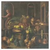 Continental oil painting on canvas interior scene-