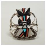 Zuni inlaid silver cuff bracelet- 55g (some pcs