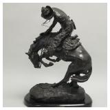 Frederic Remington recast bronze statue on base