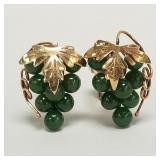 Pair 14k gold & jade grape design cufflinks-