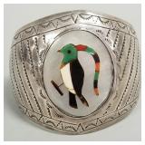 Vintage Southwest silver cuff bracelet w/ stone,
