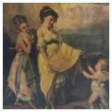 Antique oil painting on canvas- women with cherub