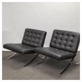 Pair Mies van der Rohe Barcelona style chairs-