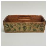 Antique hand-painted wood knife box with rose