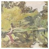 Framed signed illegibly oil painting on canvas-