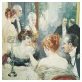 Antique H. Giles signed illustration oil painting