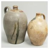 2 antique stoneware handled jugs incl 2-gallon,