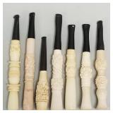 7 Meerschaum carved cigarette holders including