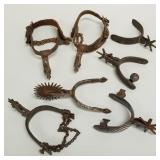 Group antique/ vintage spurs: 2 pair & 3 singles
