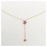 14k rose gold necklace set with diamonds & pink