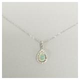 14k gold, diamond & opal pendant on 14k chain-