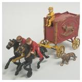 Hubley reduced size lion cast iron circus wagon w/