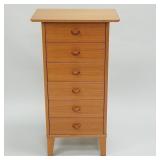 Danish teak 6-drawer narrow cabinet- 37 1/2"H,