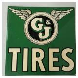 G & J Tires advertising porcelain double sided